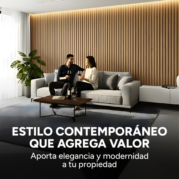 Pack x50 Wpc Simil Madera Wall Panel Lambrin 2.90x16.7 Color Marrón Madera 6