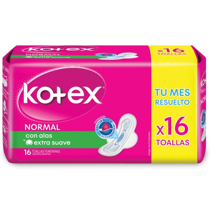Toalla Femenina Kotex Normal C/Alas X16