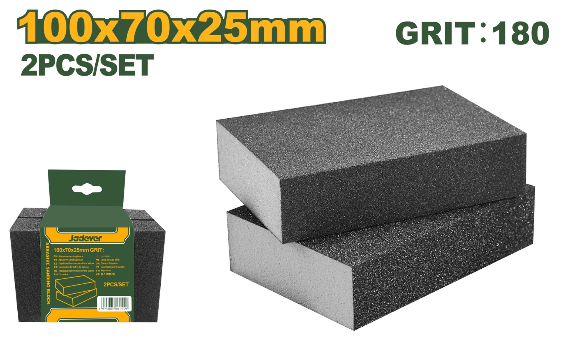 Esponja abrasiva 100x70x25mm grano 180 jadever JDUK2503 
