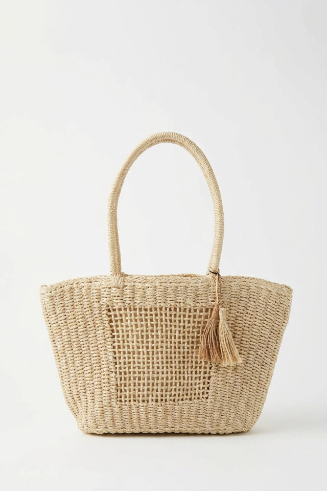 Bolso tejido beige