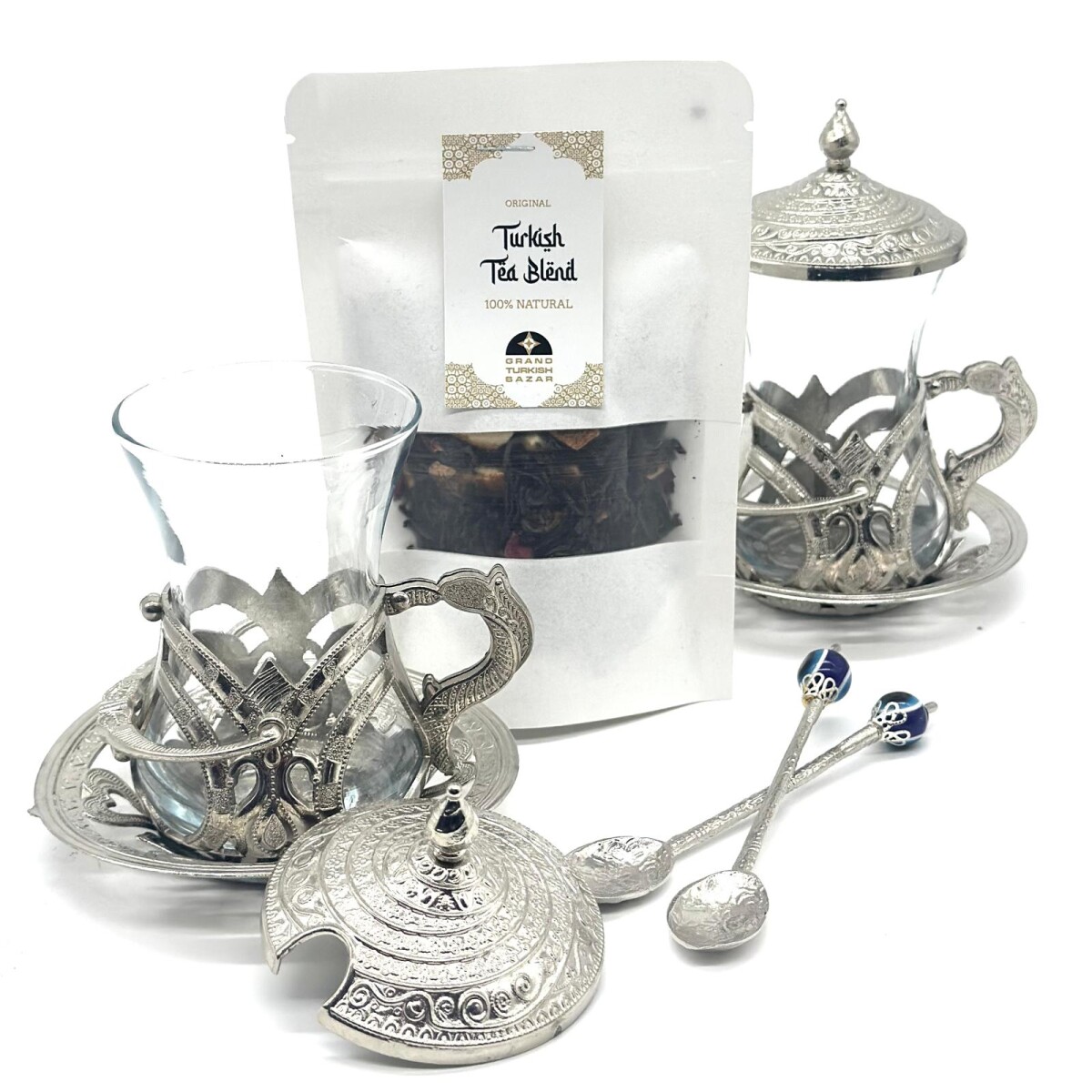 Set de té para dos personas metal - Plateado 