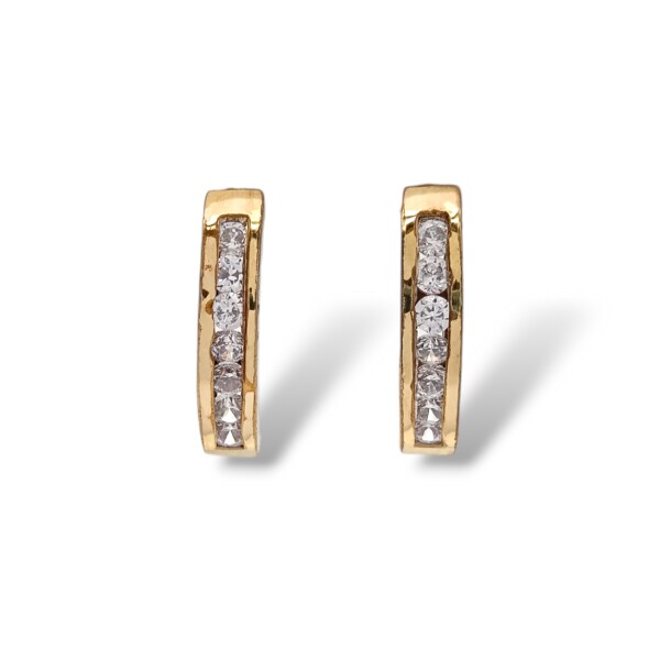 Caravanas Medio aro Zirconia-Plata y oro-Zirconia-CA5034 conpiedra