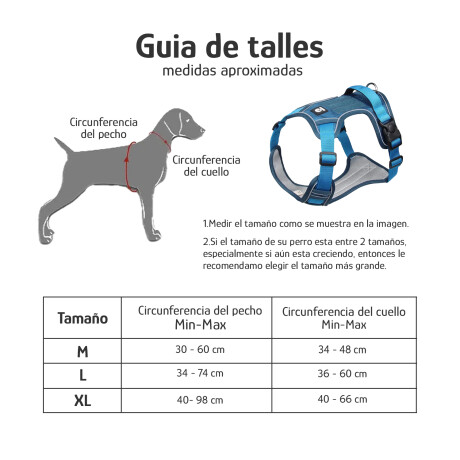 Arnés Y Correa Nylon 1.5m Reforzado Ajustable Azul