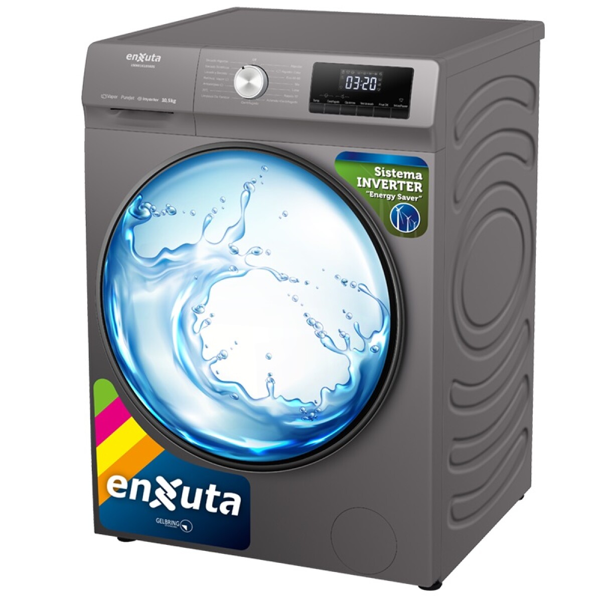Lavasecarropas carga frontal Enxuta LSENX1610560S Titanium 