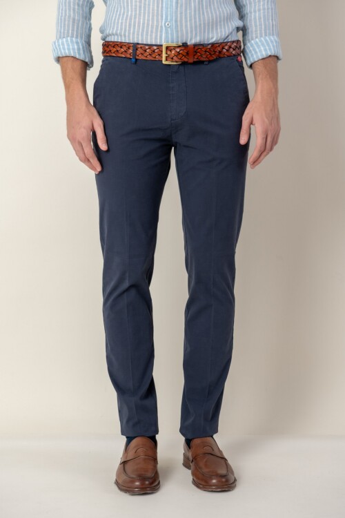 Pantalón de algodón Slim Fit Azul