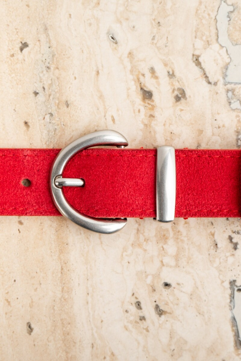 Cinto Gamuza Cuero Rojo