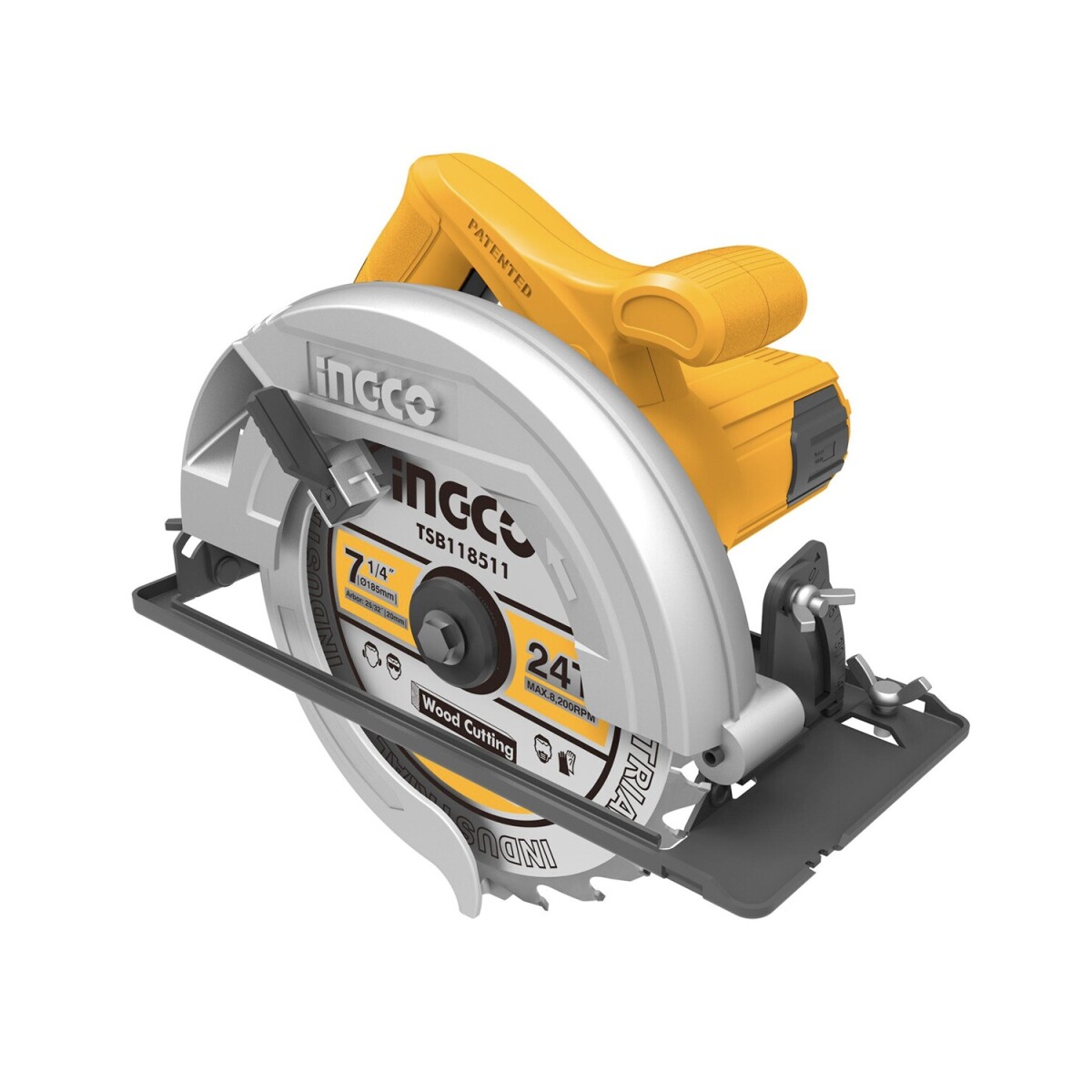 Sierra circular de mano Ingco 1/4" 1400W + Disco 24T - Amarillo 