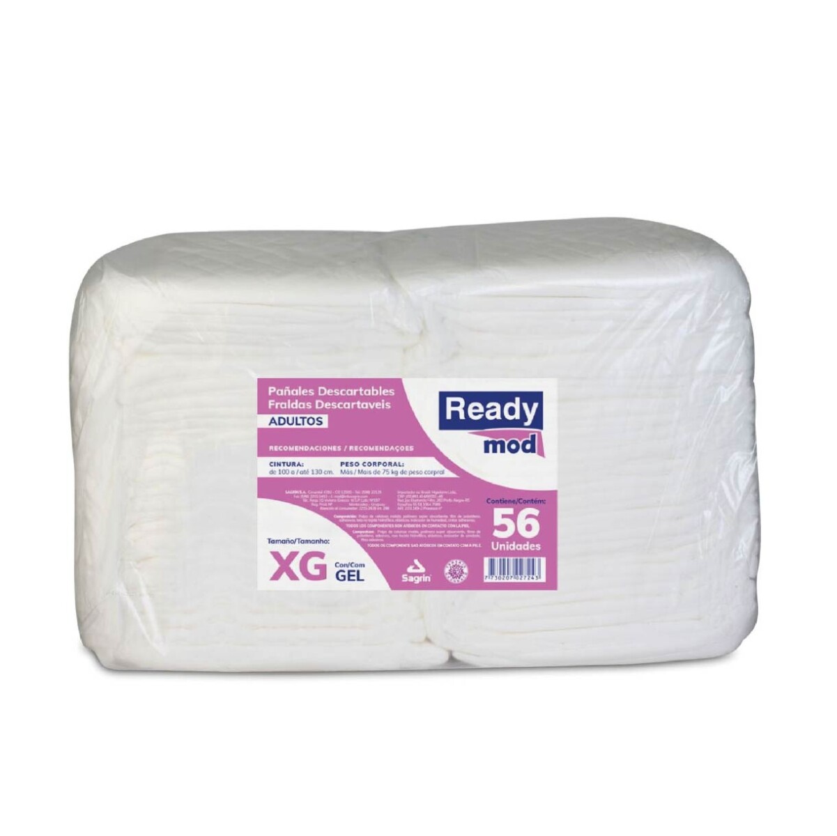 PAÃÂAL ADULTO READYMOD TALLE XG X 56 (CINTURA 100 A 130CM) 