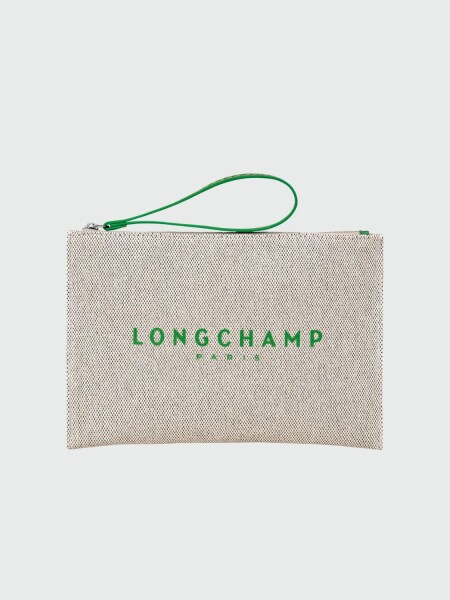Longchamp -Sobre plano de material textil con logo Verde