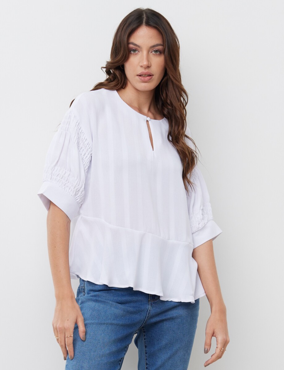 Blusa Manga Frunces - Blanco 