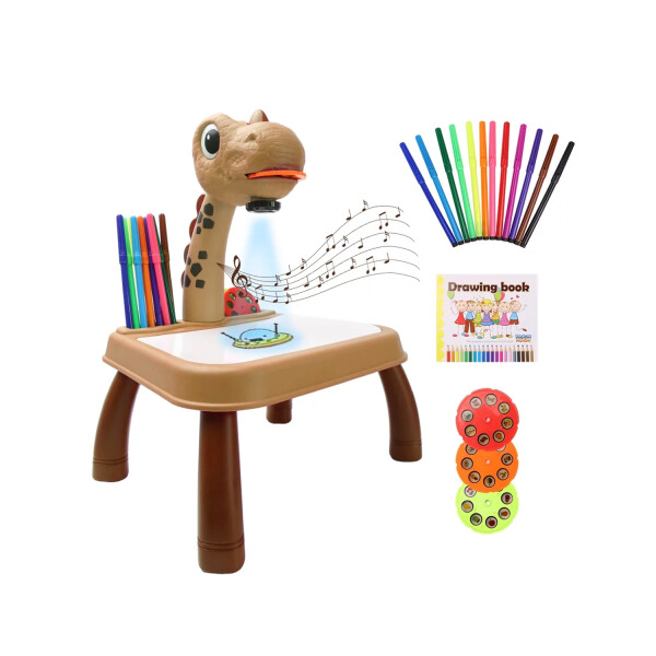 Mini Proyector Led Con Pizarra Para Dibujar Niños C/ Musica Variante Color Marrón