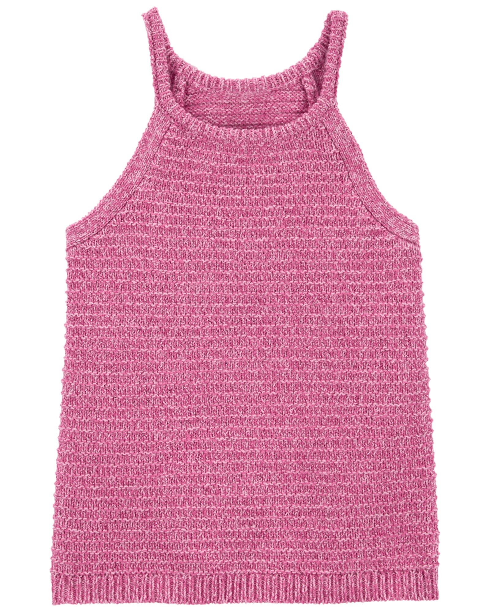 Musculosa a crochet, cuello halter, rosada Sin color