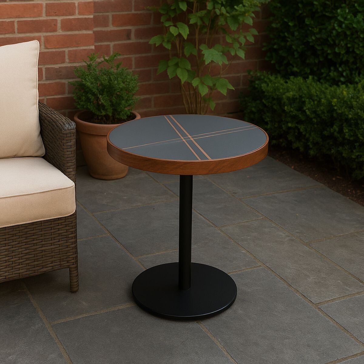 MESA DE EXTERIOR GOURMAND NEGRO CIRCULAR 
