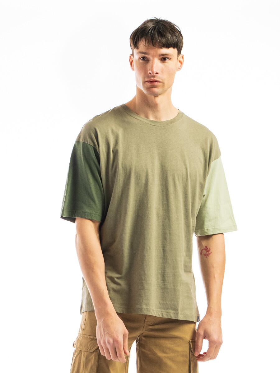 Remera Oversize Combinada - Verde 
