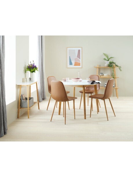 Mesa de comedor JEGIND Ø105 blanco/natural Mesa de comedor JEGIND Ø105 blanco/natural