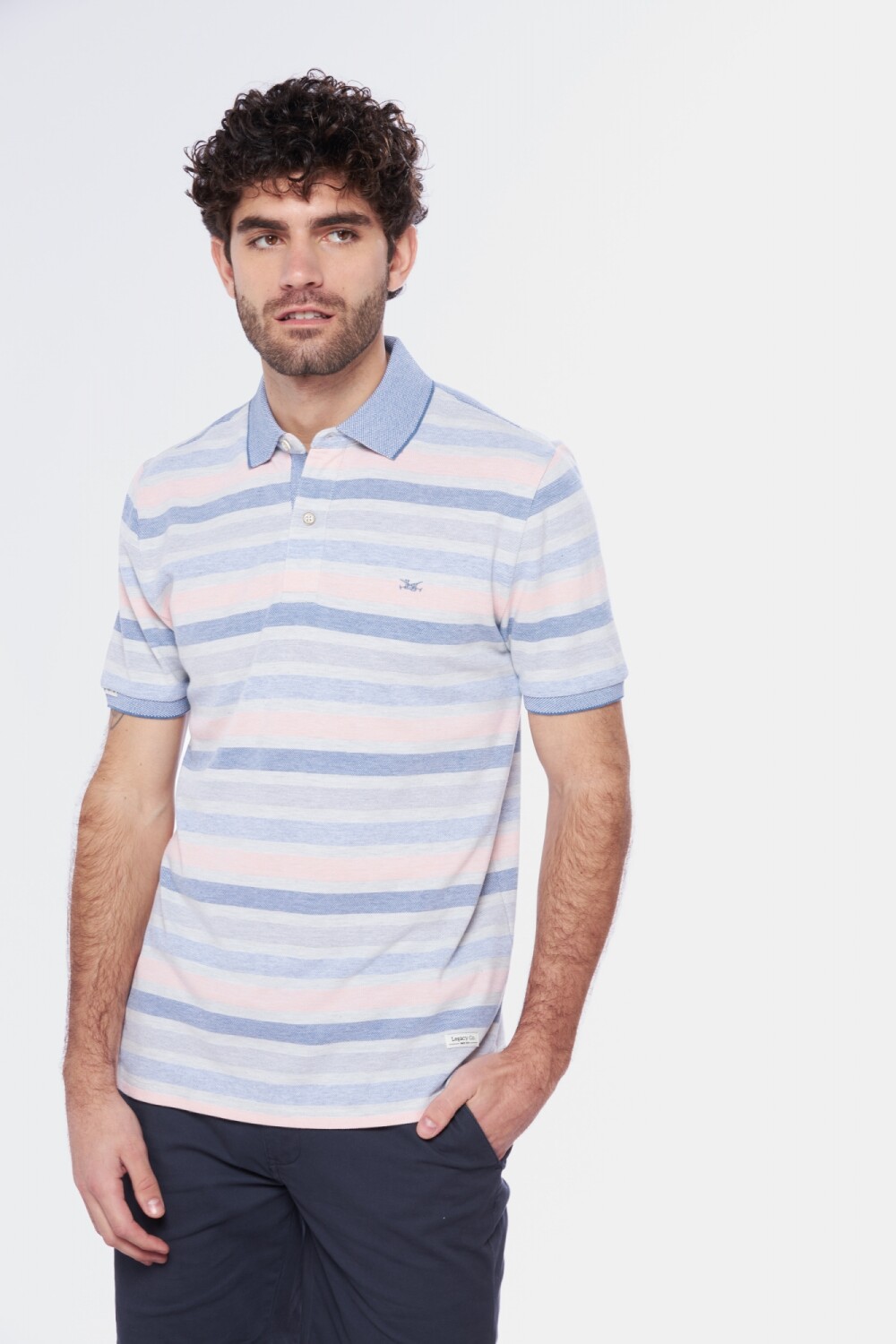 POLO PIQUE RAYADA Gris