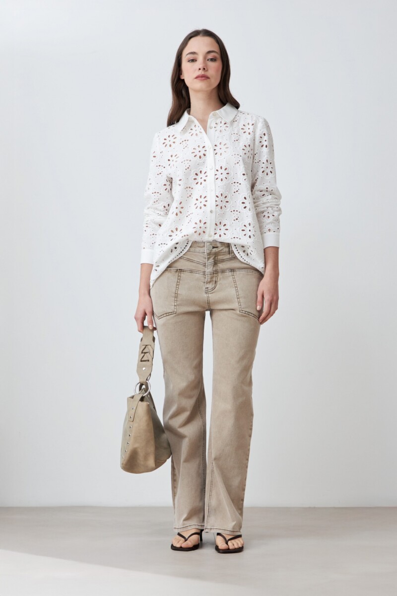 Camisa de broderie blanco