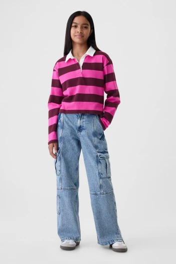 Jean Low Stride Cargo Niña Acid Indigo Wash