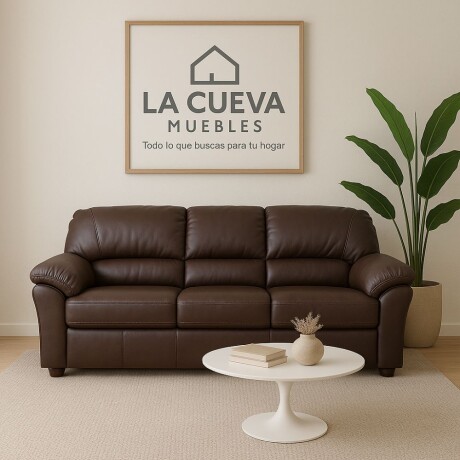 Sillon 3 cuerpos Cuero Natural Chocolate