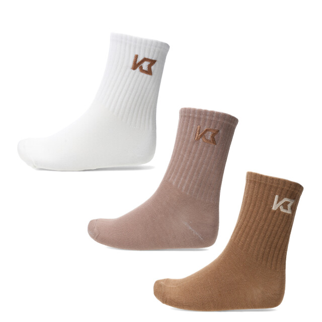 Medias Unisex KristoBelga Funky x3 Marrón Camel - Blanco