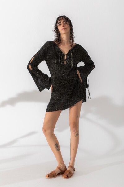 Vestido Tira Knit Negro con lurex