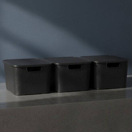 Set x3 Caja ratán 20 lts NEGRO