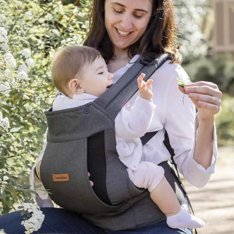 Mochila Porta Bebé Carestino con 3 Posiciones Gris Oscuro
