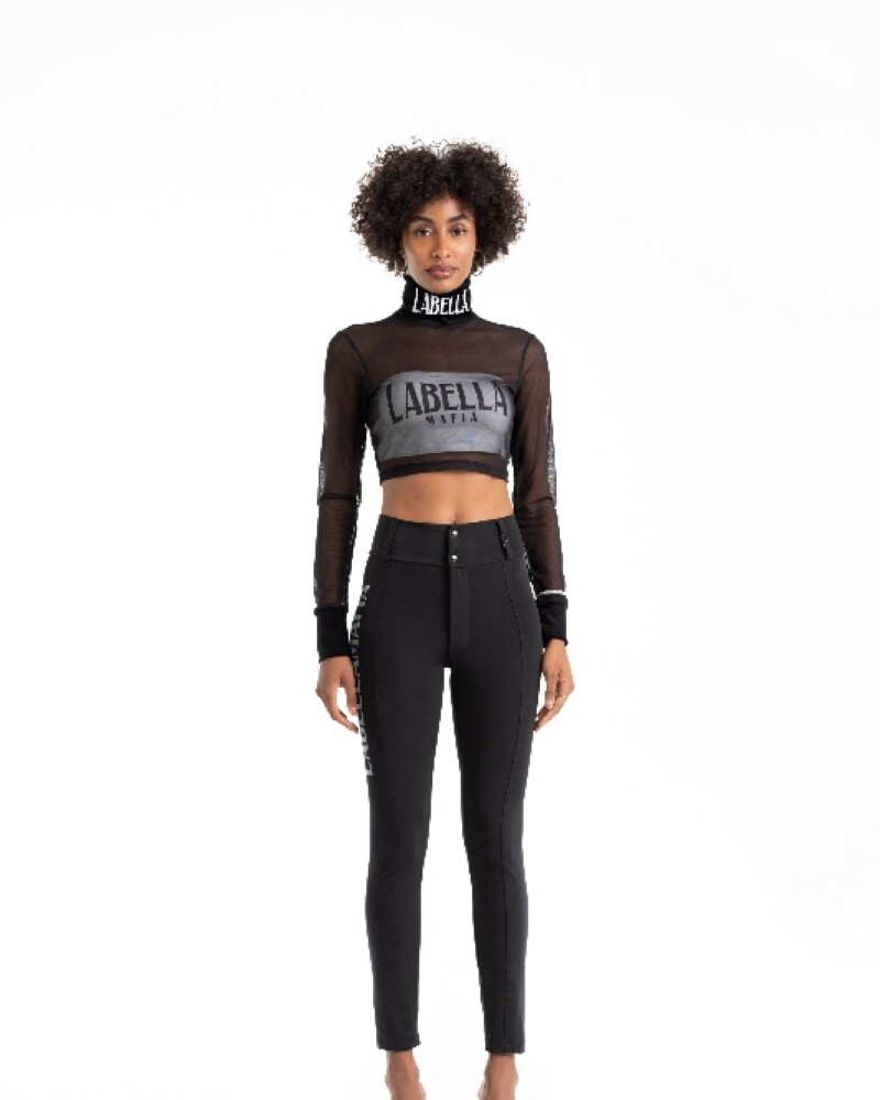 Remera Top Chicago Transparente Negra U