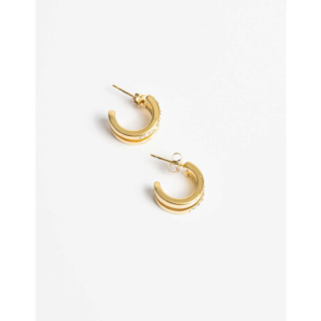 Argollas Acero Con Cubic Dorado