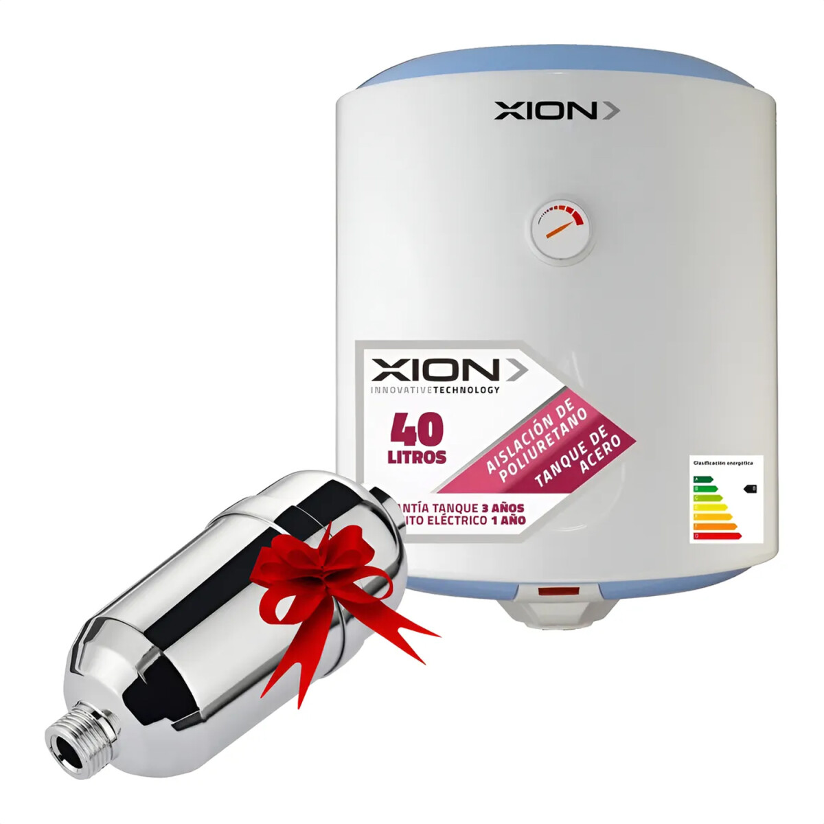Termotanque Calefón + filtro para Ducha - PK TERMOTANQUE XION 40 L XO-CAL40 + REGA 