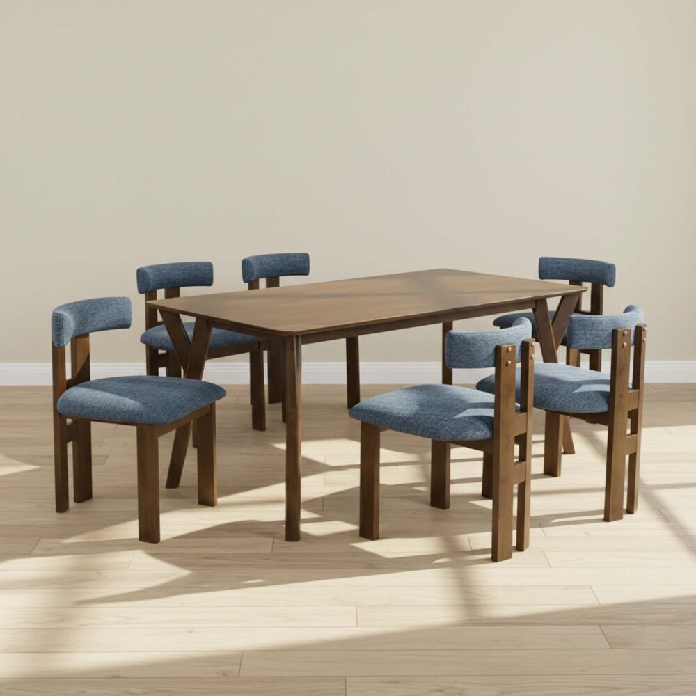 JUEGO DE COMEDOR 1+6 MADERA MARRON IRINA