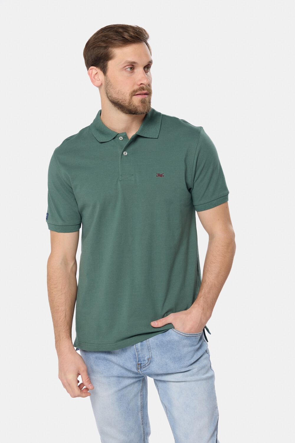 REMERA POLO LISA PIQUÉ Verde Oscuro