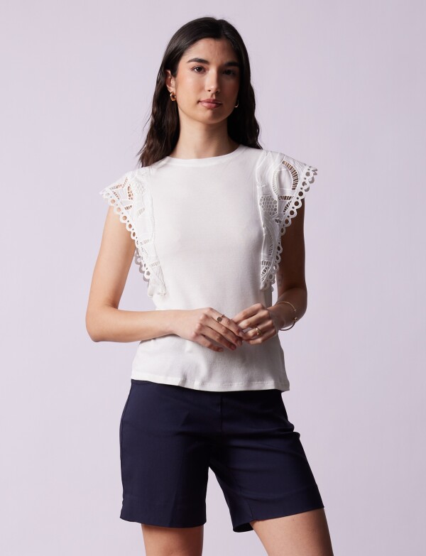 Blusa Manga Crochet BLANCO