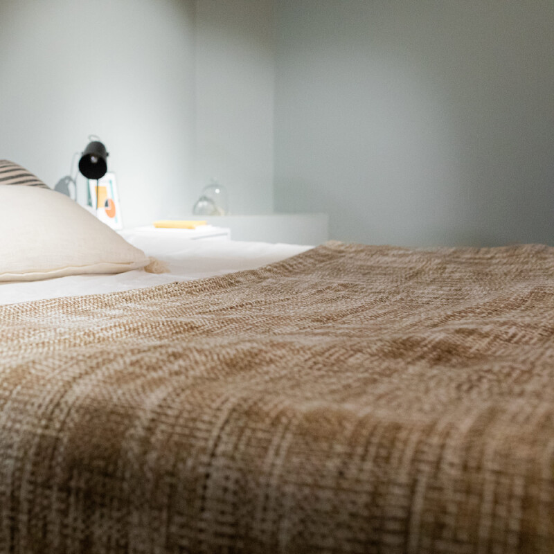 Manta para sillón y cama algodón Rústica beige 230cm