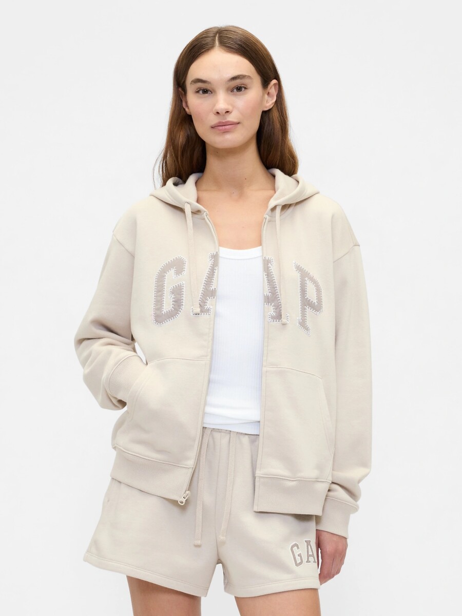 Buzo Canguro Con Cierre Logo Gap Mujer - Bedrock 291 