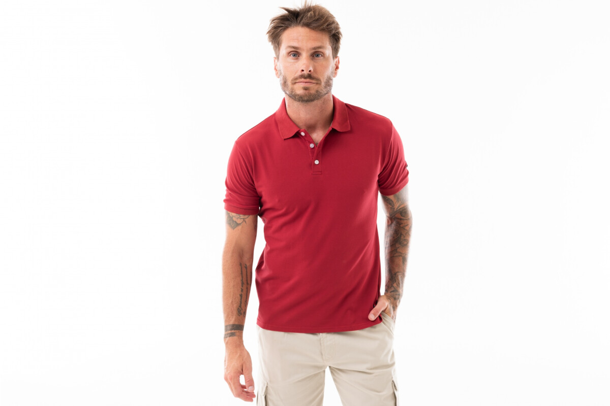 REMERA PIQUE CUELLO POLO 1801 Bordo/brick