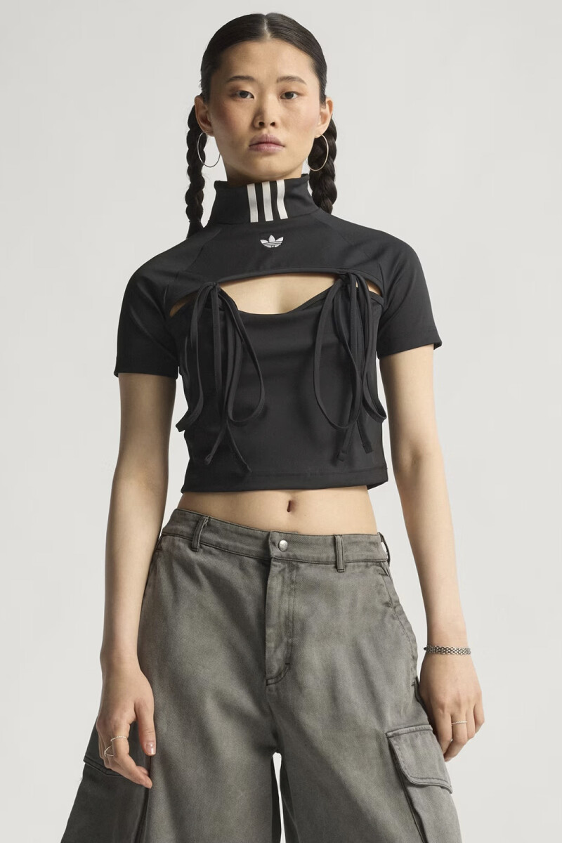 RIBBON CROP TOP Negro