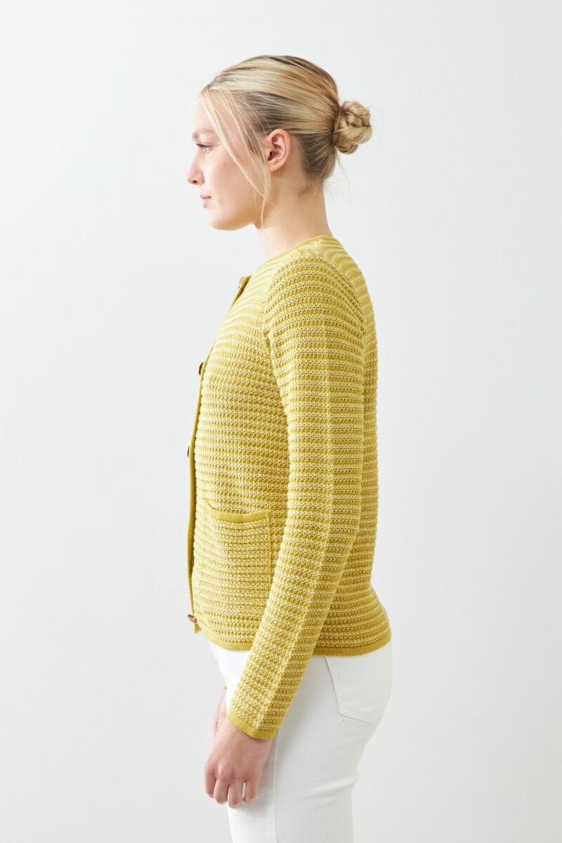 Chaqueta tejida con botones metálicos pistacho