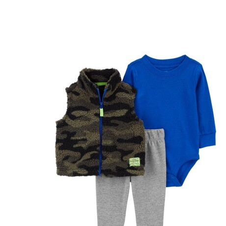 Set Carters 3 Pzs Chaleco Pantalón Body Algodón 1Q107010 AZUL-GRIS-VERDE