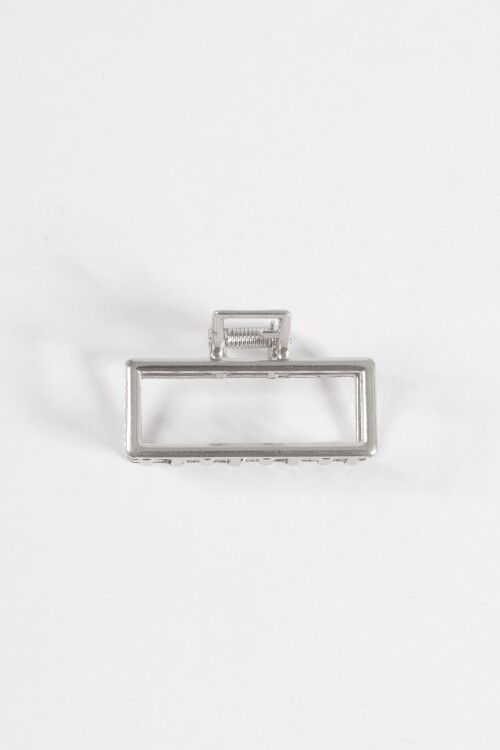Broche rectangular metálico chico plateado