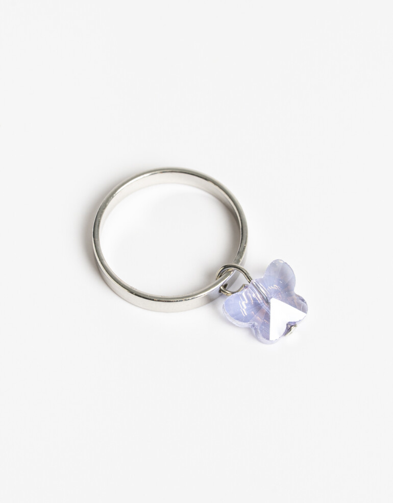 Anillos Chicos Special Price Anillo De Metal Con Charm Mariposa - Plateado Rodio