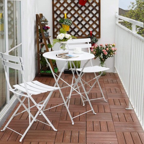 Set De Jardín Mesa Plegable + 2 Sillas Blanca