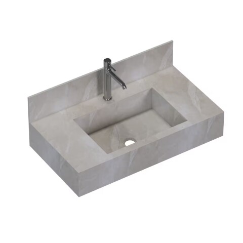 Mueble de baño suspendido de porcelanato Beige Napoles 80 cm con bacha incorporada Mueble De Baño Suspendido De Porcelanato Beige Napoles 80 Cm Con Bacha Incorporada