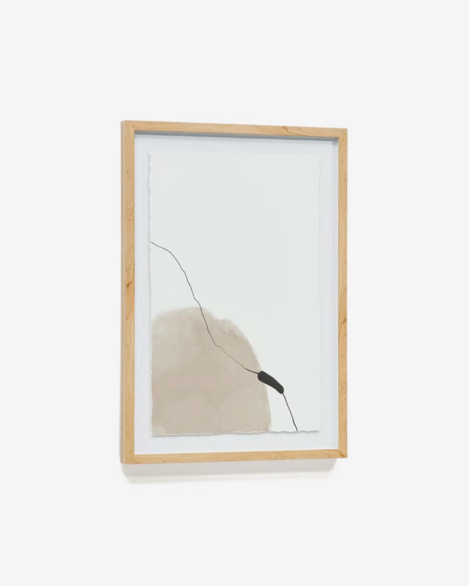 Cuadro abstracto Torroella - blanco y marrón 50 x 70 cm 