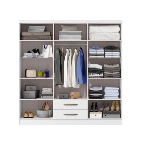 Armario Ropero Placard de 6 Puertas Línea Plus con 2 Cajones y Perchero Horizontal - MDP - Blanco Armario Ropero Placard de 6 Puertas Línea Plus con 2 Cajones y Perchero Horizontal - MDP - Blanco