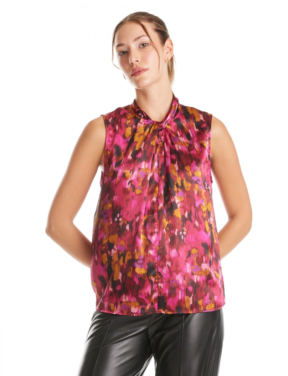 Blusa S/m Printed - Multi/fucsia 