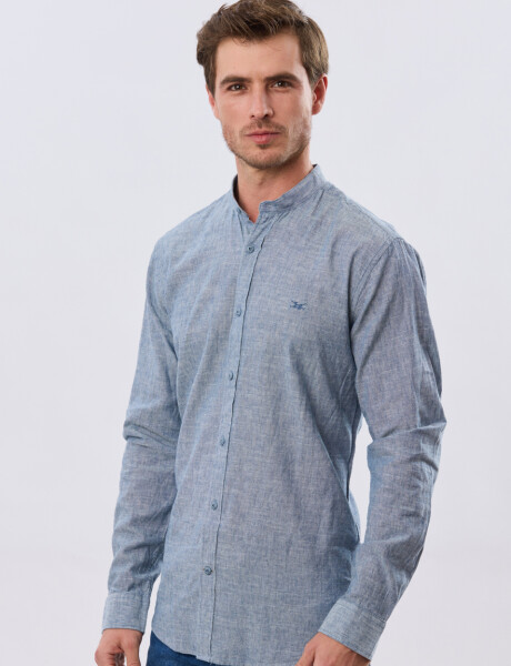 CAMISA LISA DE LINO CUELLO MAO Denim