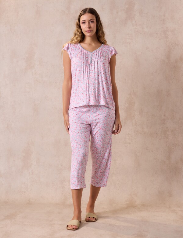 Pijama C/capri MULTI/ROSA