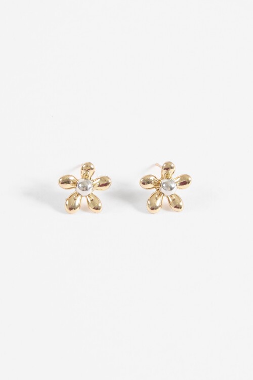 Caravanas flor metallic dorado