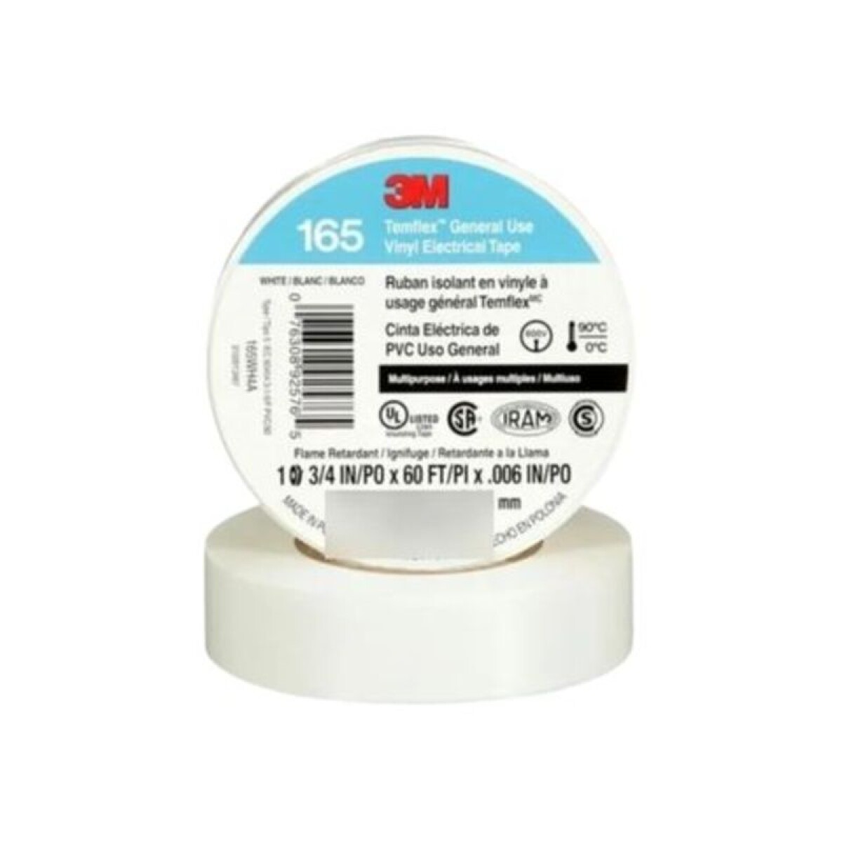CINTA AISLADORA TEMFLEX 165 BLANCO 19MM X 18M - 3M 